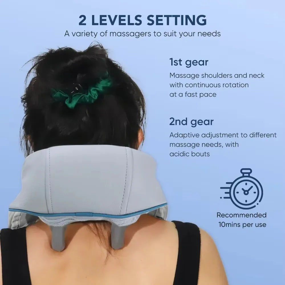 Wireless Neck and Back Massager Shoulder Kneading Massage Shawl Cervical Relaxing Trapezius Massager